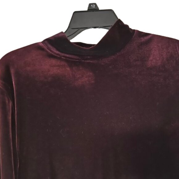 Road Rags Burgundy Velvet Mock Neck Turtleneck - Large - Picture 2 of 3